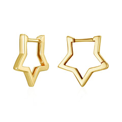 Gold Star Hoop Earrings