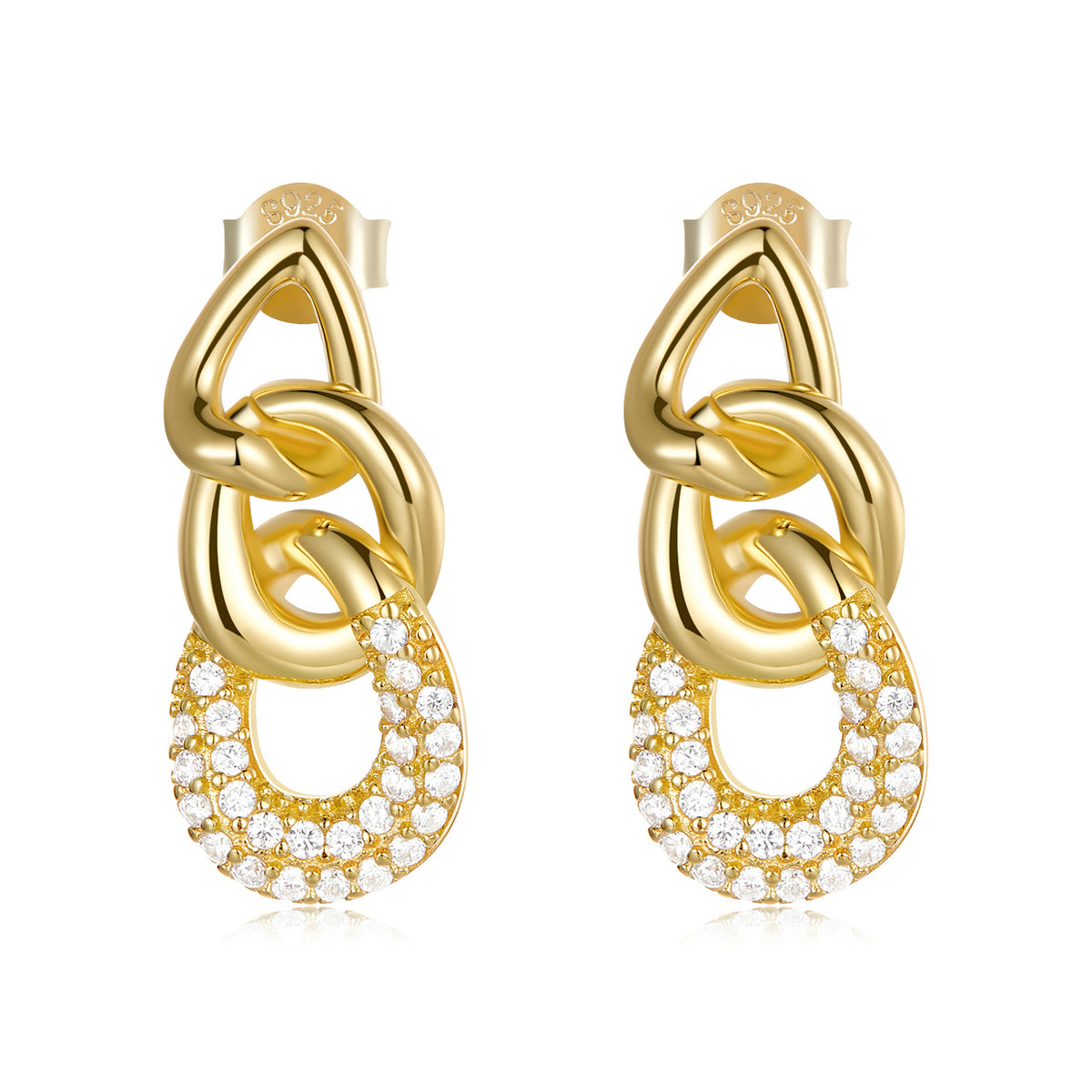 Gold Triple Drop Earrings