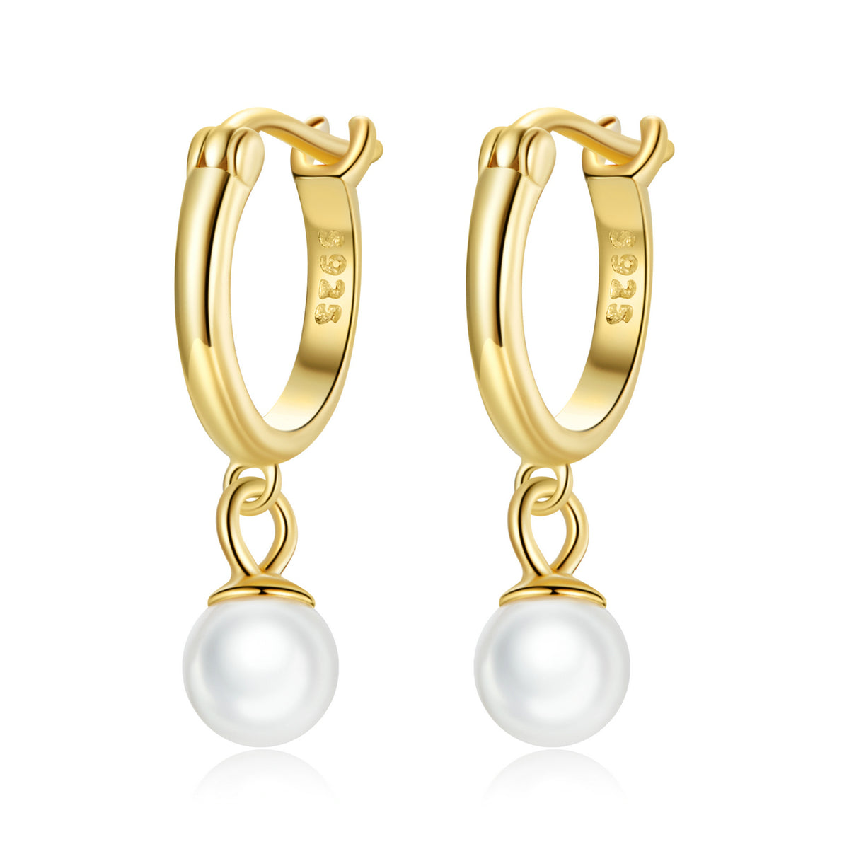 Gold Hoop With Pearl Drop Earrings