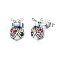 Rainbow Ladybug Stud Earrings