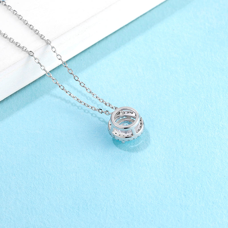 Round Halo Moissanite Pendant Necklace