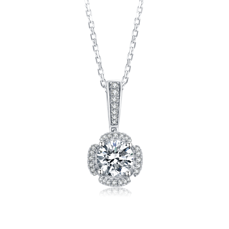 Flower Moissanite Pendant Necklace