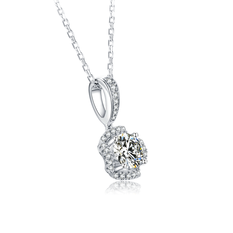 Flower Moissanite Pendant Necklace