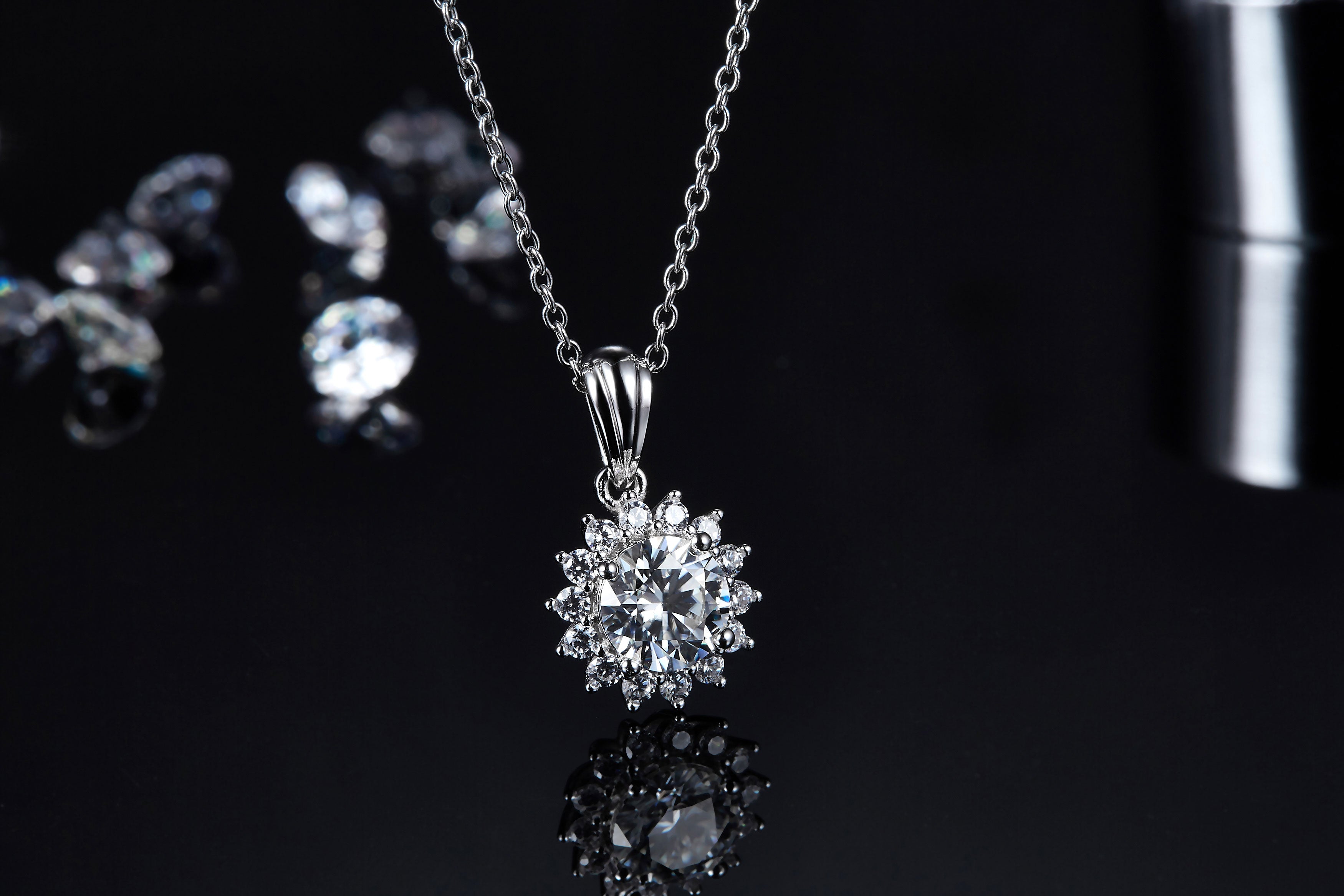 Sunflower Moissanite Pendant Necklace