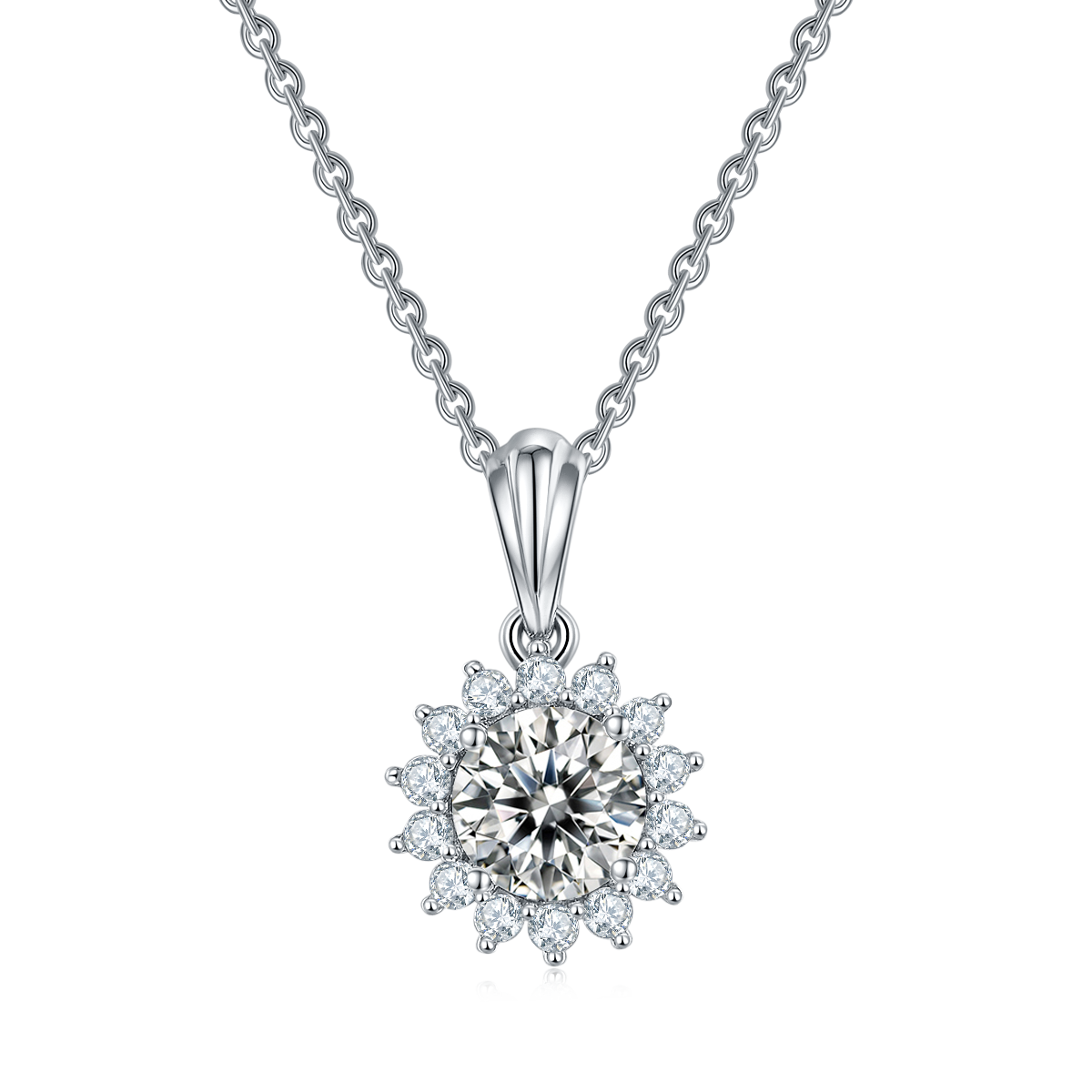 Sunflower Moissanite Pendant Necklace