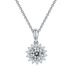 Sunflower Moissanite Pendant Necklace