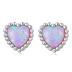 Opal Heart Stud Earrings