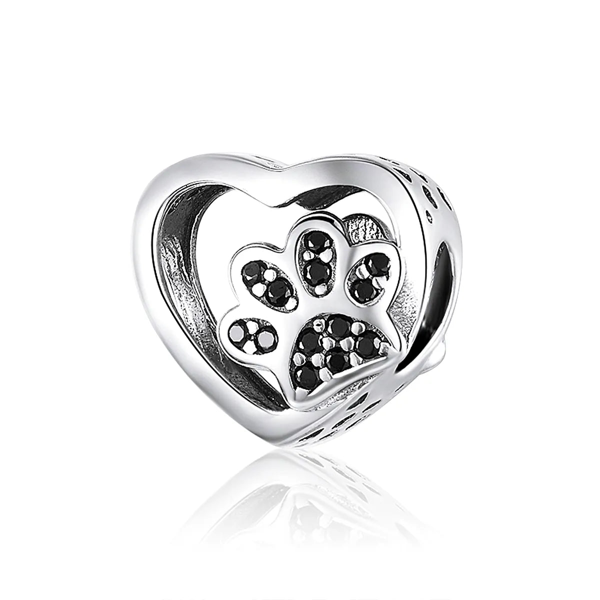 Black Paw Heart Charm