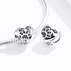 Black Paw Heart Charm