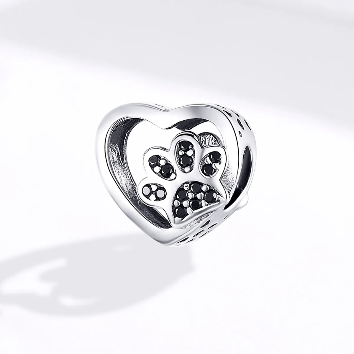 Black Paw Heart Charm