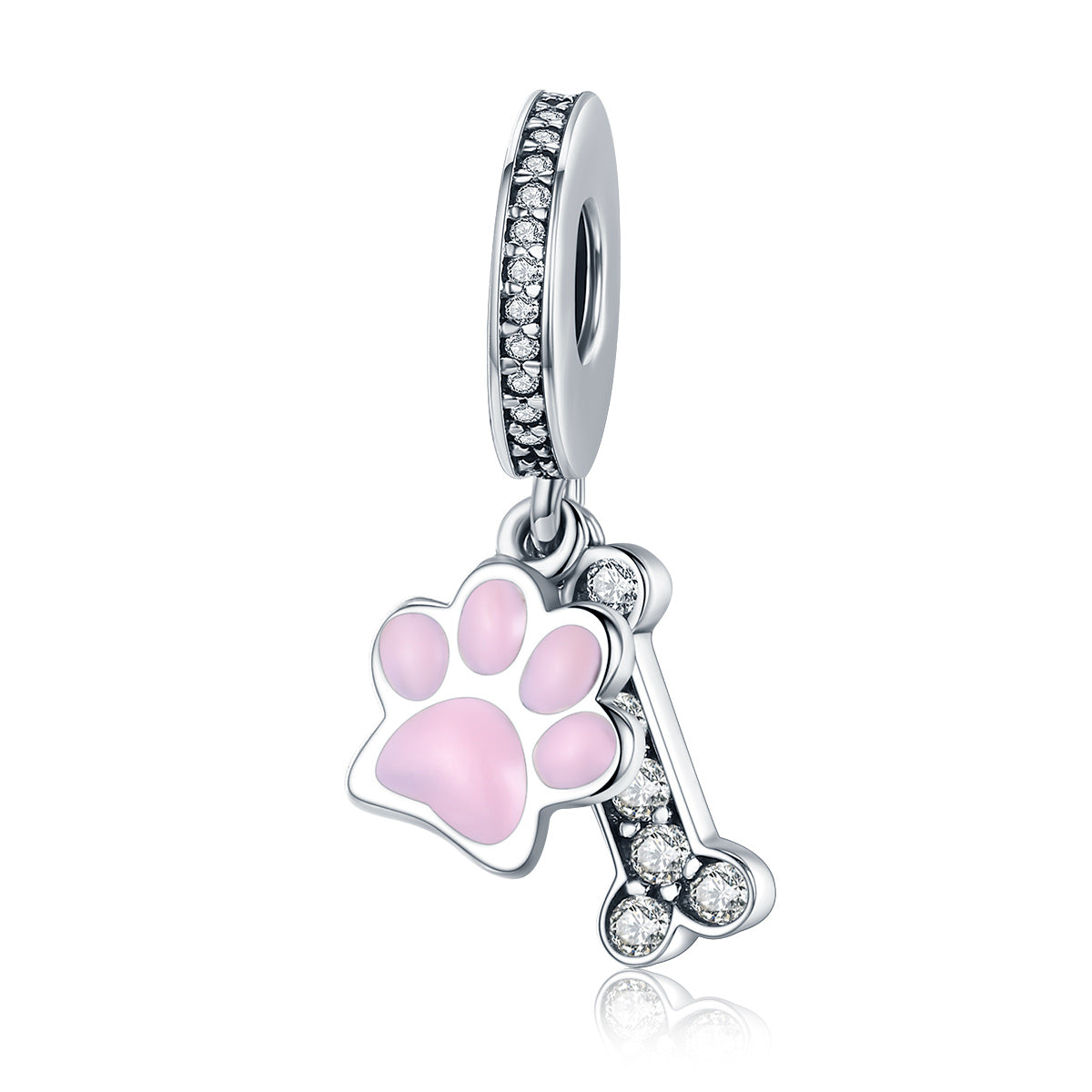 pink dog paw charm