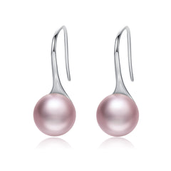 Pink Long Pearl Drop Earrings