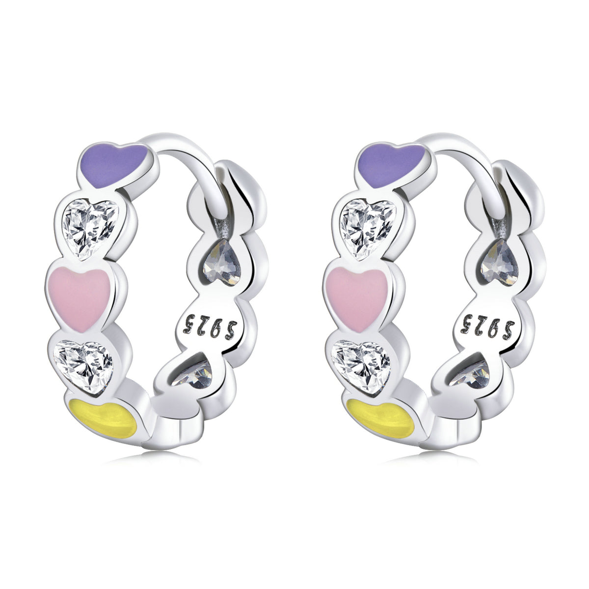 Rainbow Heart Hoop Earrings