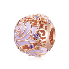 Lavender Rose Gold Rose Charm