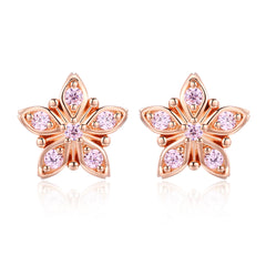 Rose Gold & Pink Star Stud Earrings