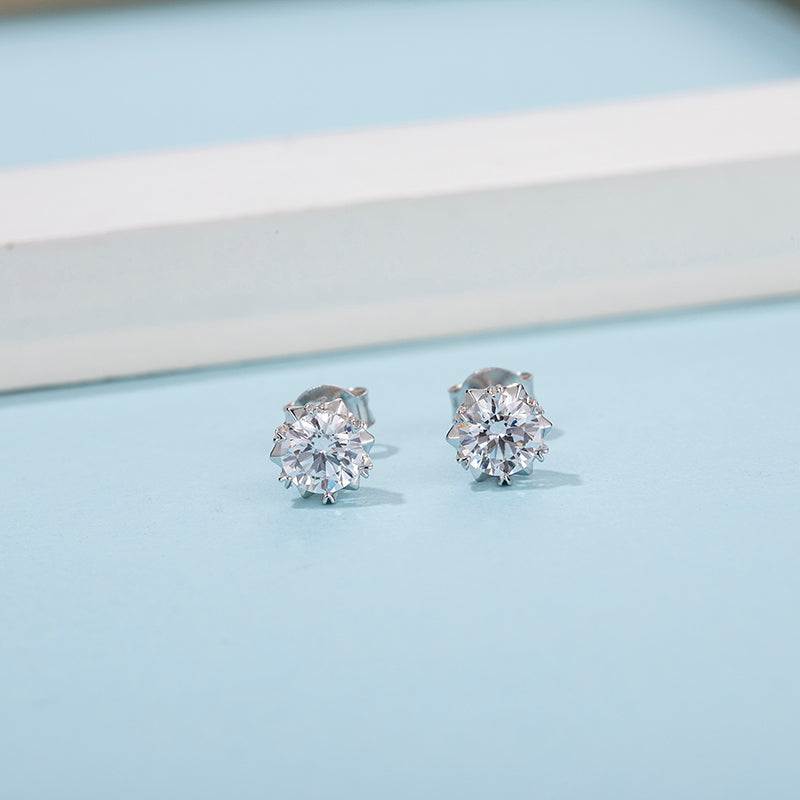 Snowflake Moissanite Stud Earrings