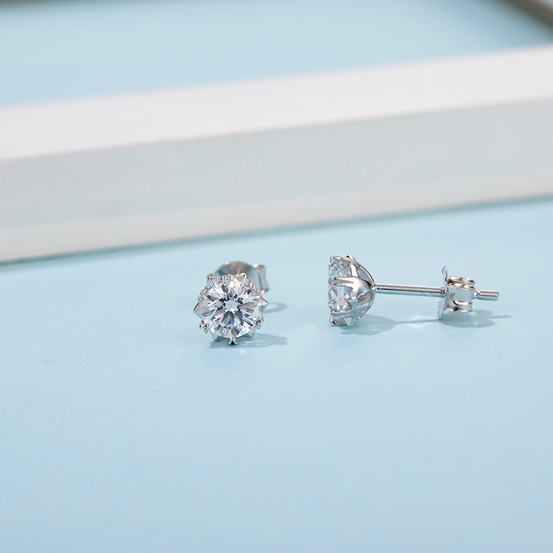 Snowflake Moissanite Stud Earrings