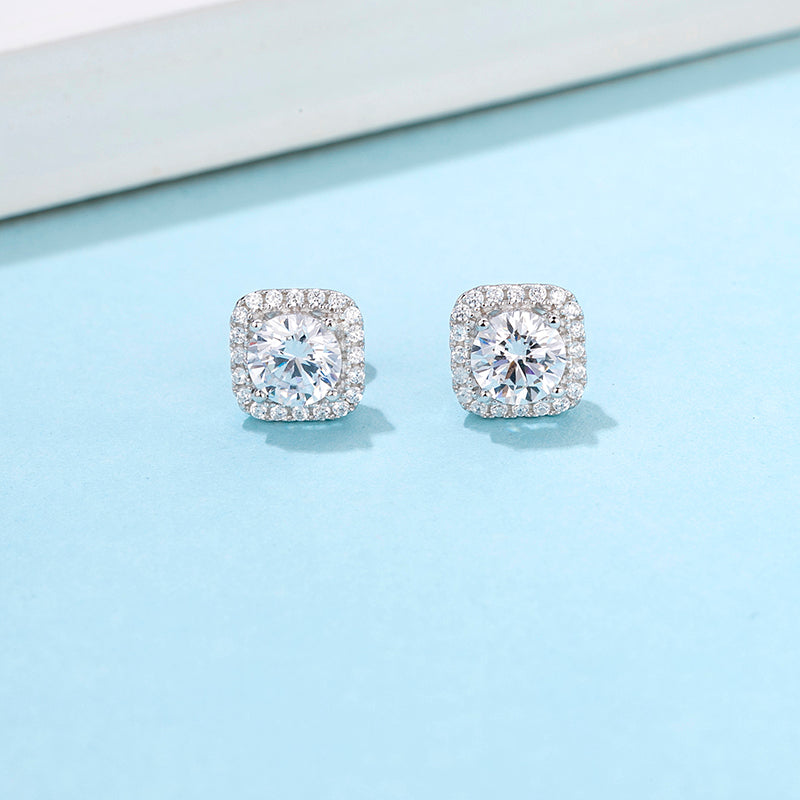 Cushion Moissanite Stud Earrings