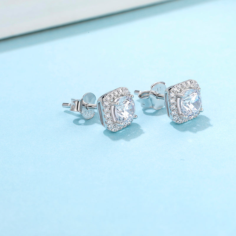 Cushion Moissanite Stud Earrings