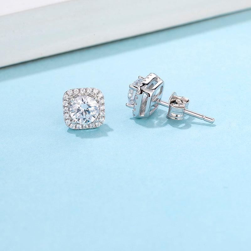 Cushion Moissanite Stud Earrings