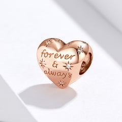 Forever & Always Rose Gold Heart Charm