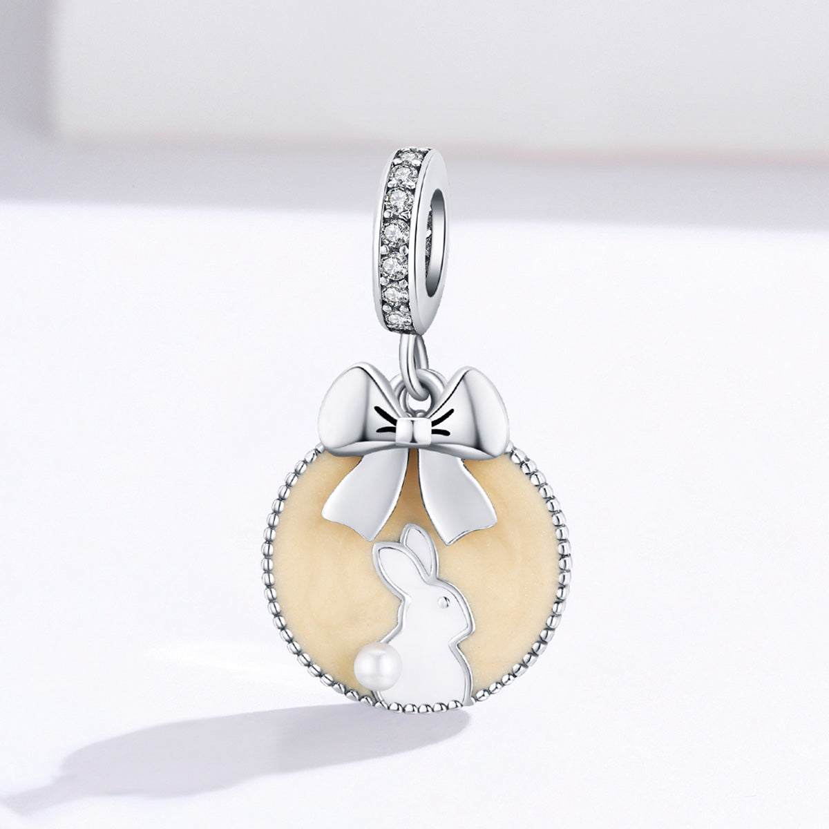 Rabbit With Bow Dangle Charm