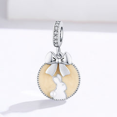 Rabbit With Bow Dangle Charm