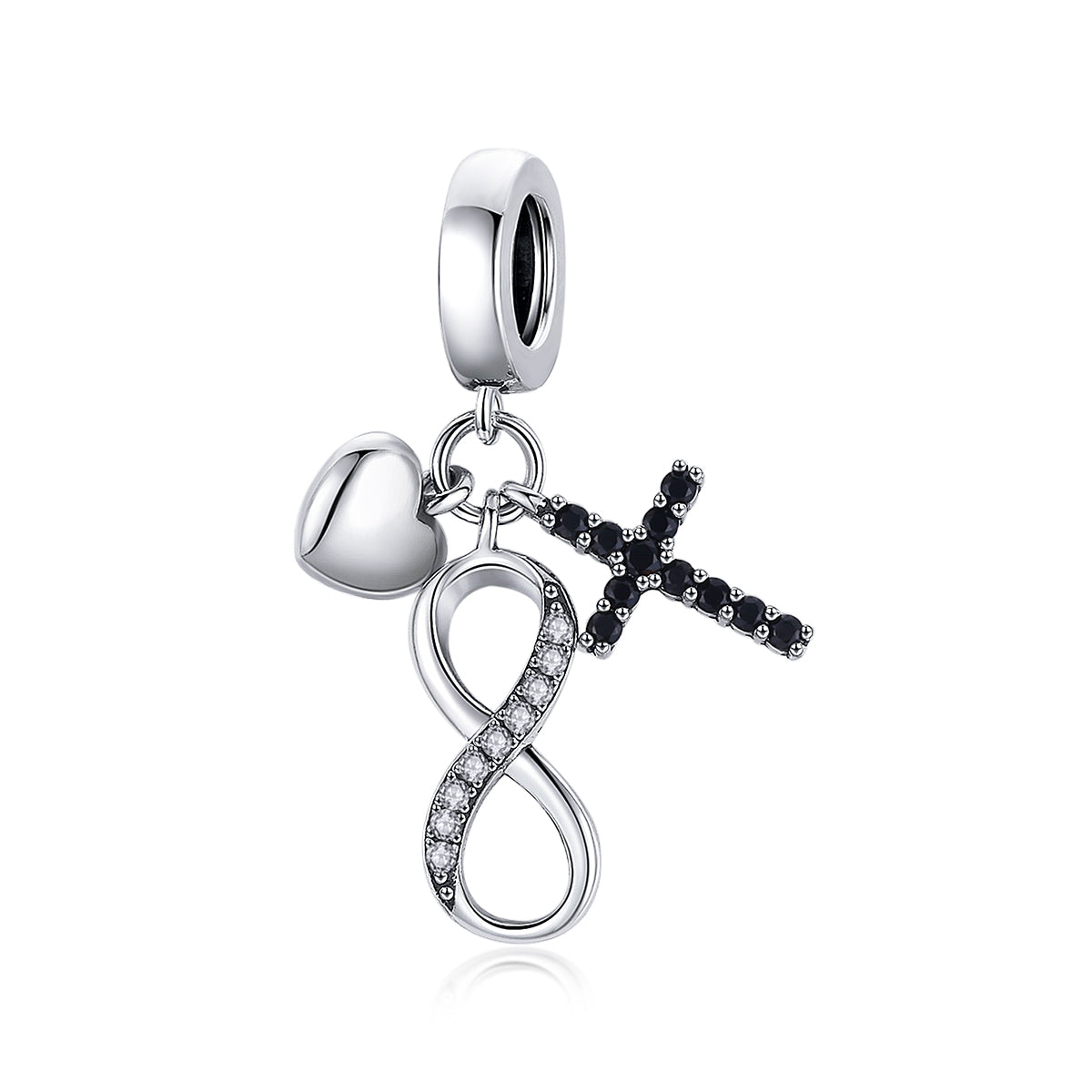 Infinity Cross & Heart Dangle Charm