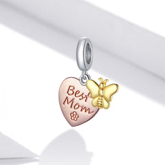 Best Mum Heart Dangle Charm