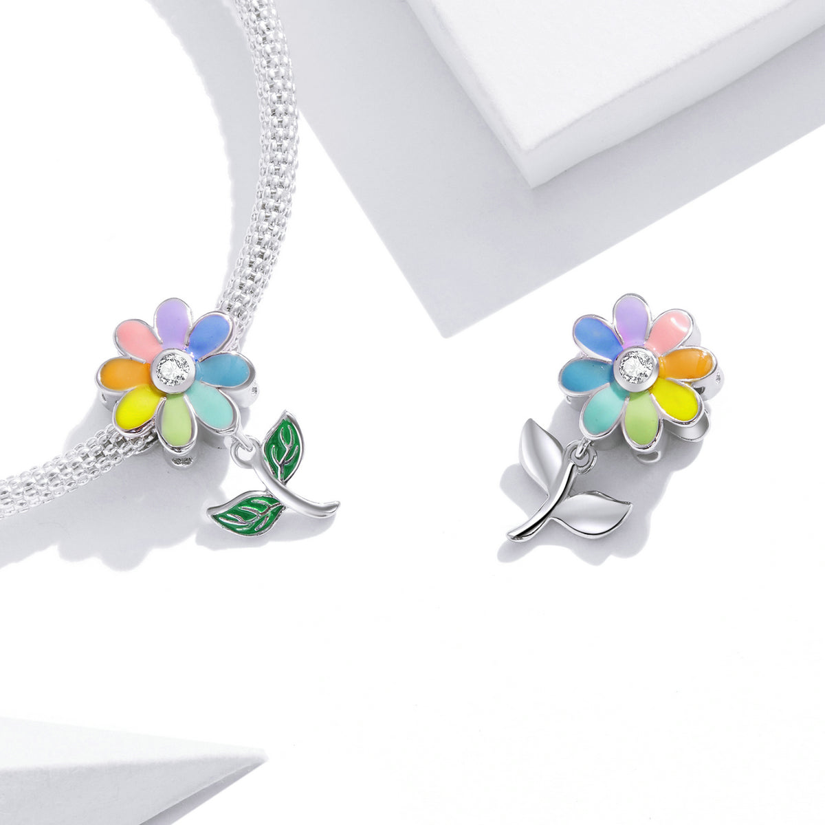 Rainbow Daisy Charm