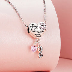 Paw Print Forever in Heart Charm