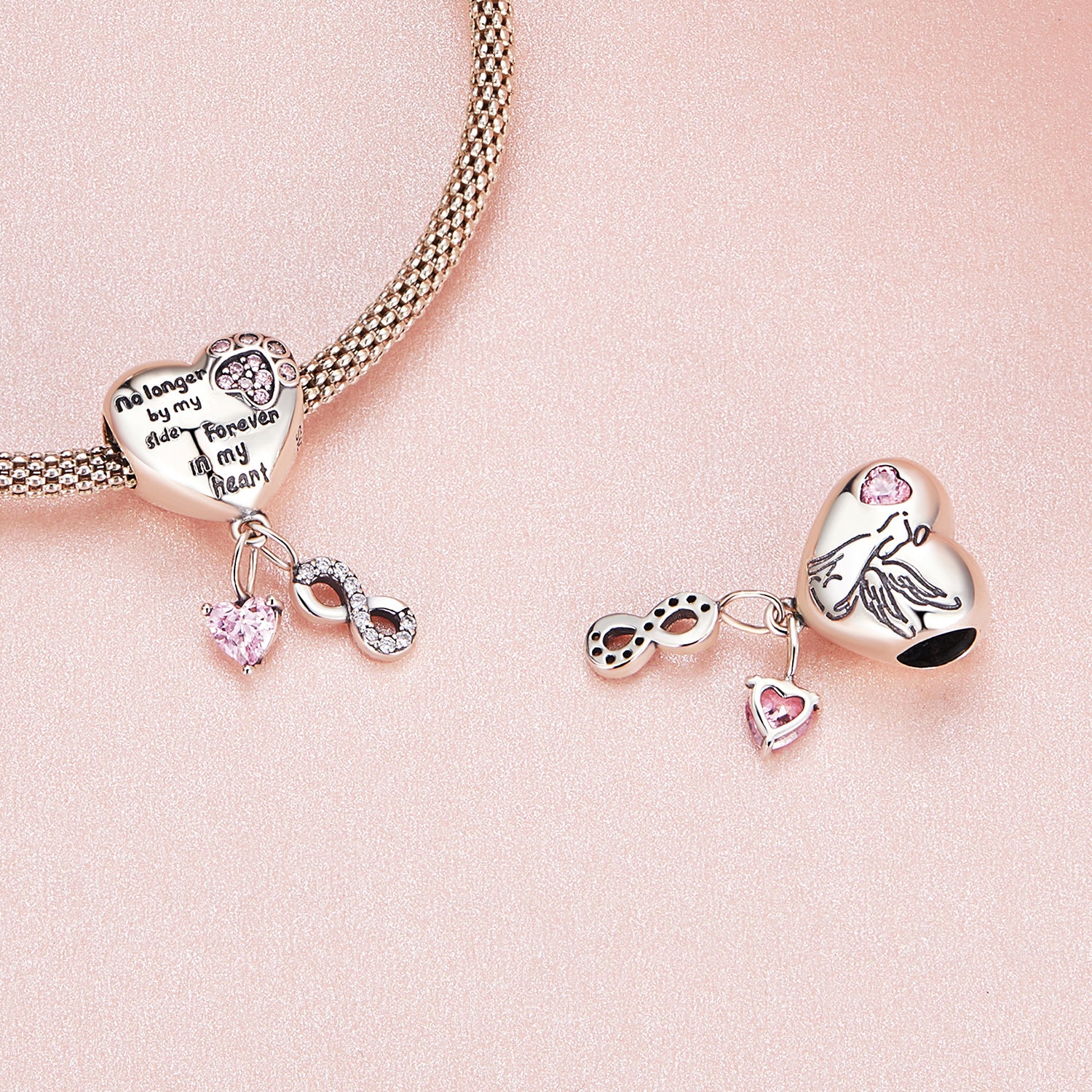 Paw Print Forever in Heart Charm