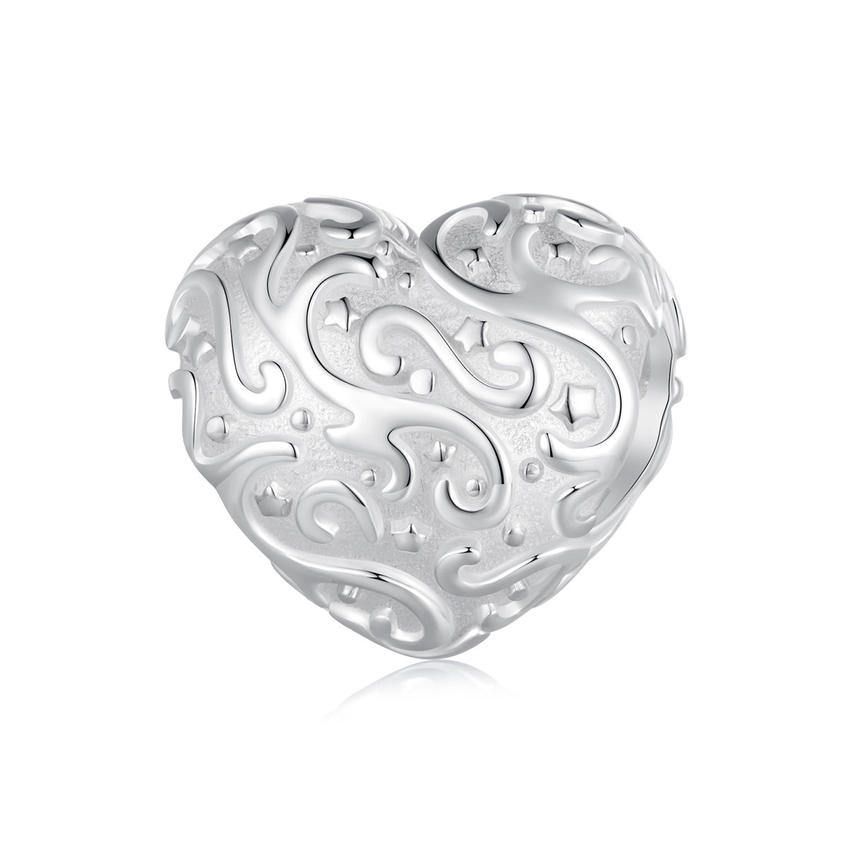 Embossed Silver Heart Charm