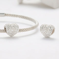 Embossed Silver Heart Charm