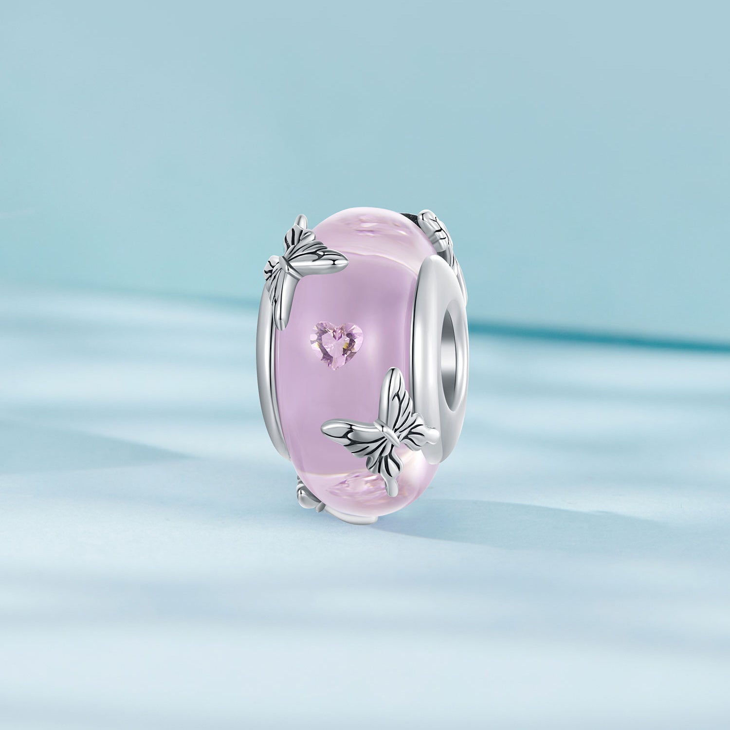 Pink Butterfly Glass Bead
