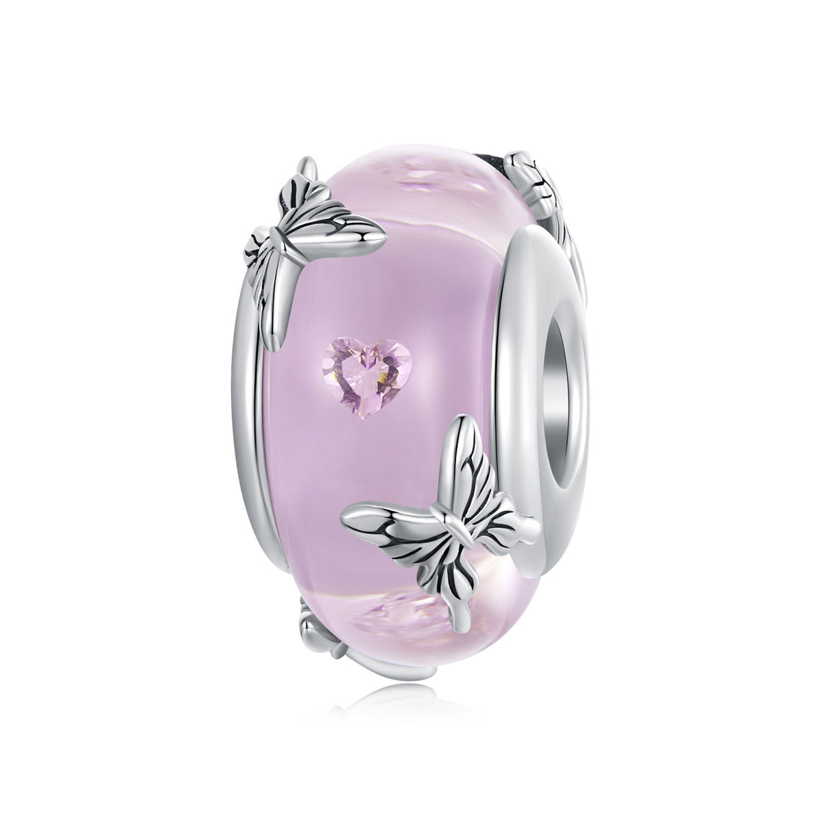 Pink Butterfly Glass Bead