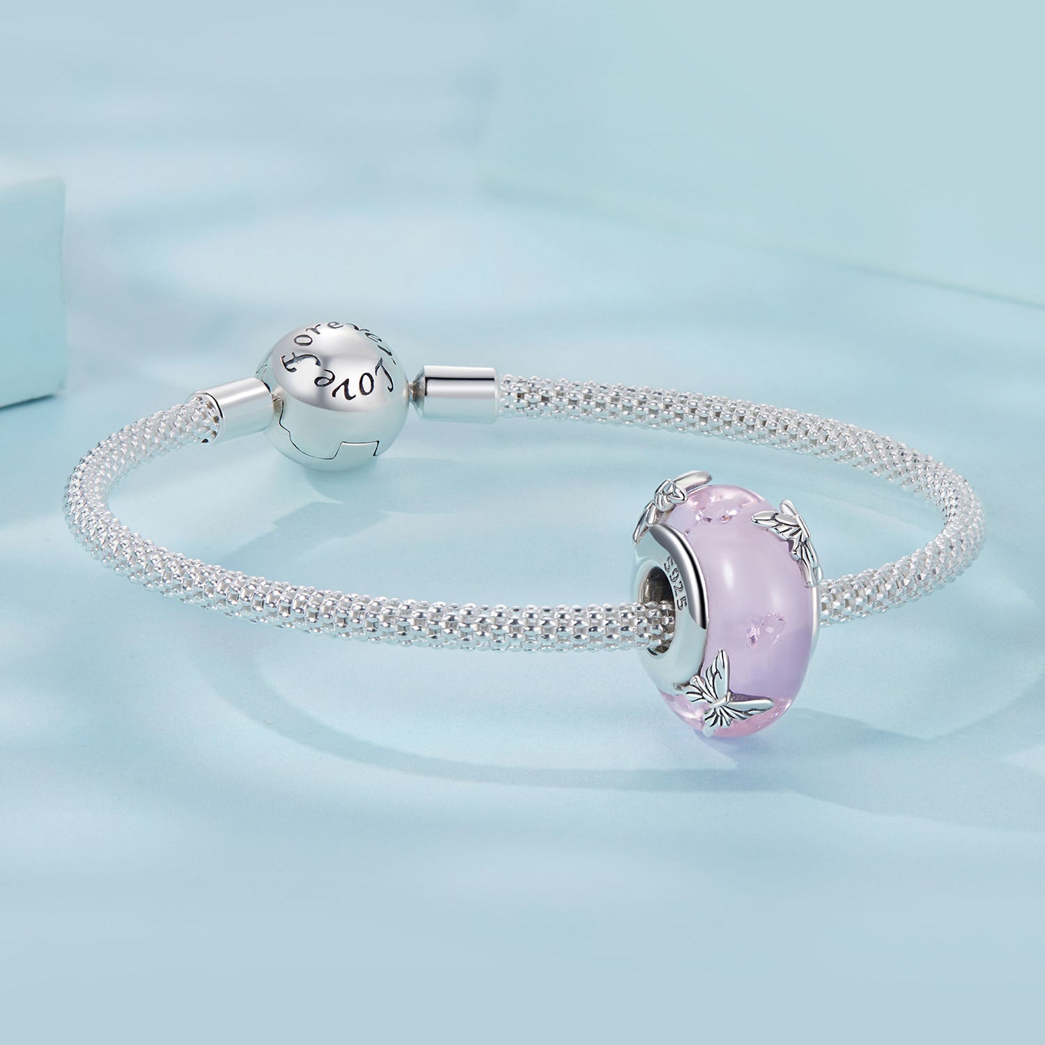 Pink Butterfly Glass Bead