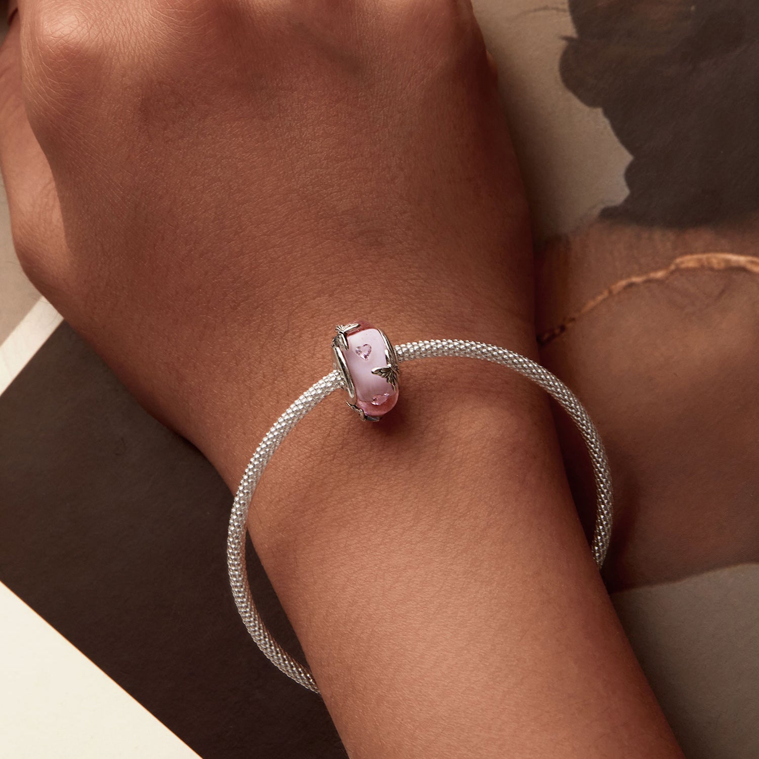 Pink Butterfly Glass Bead