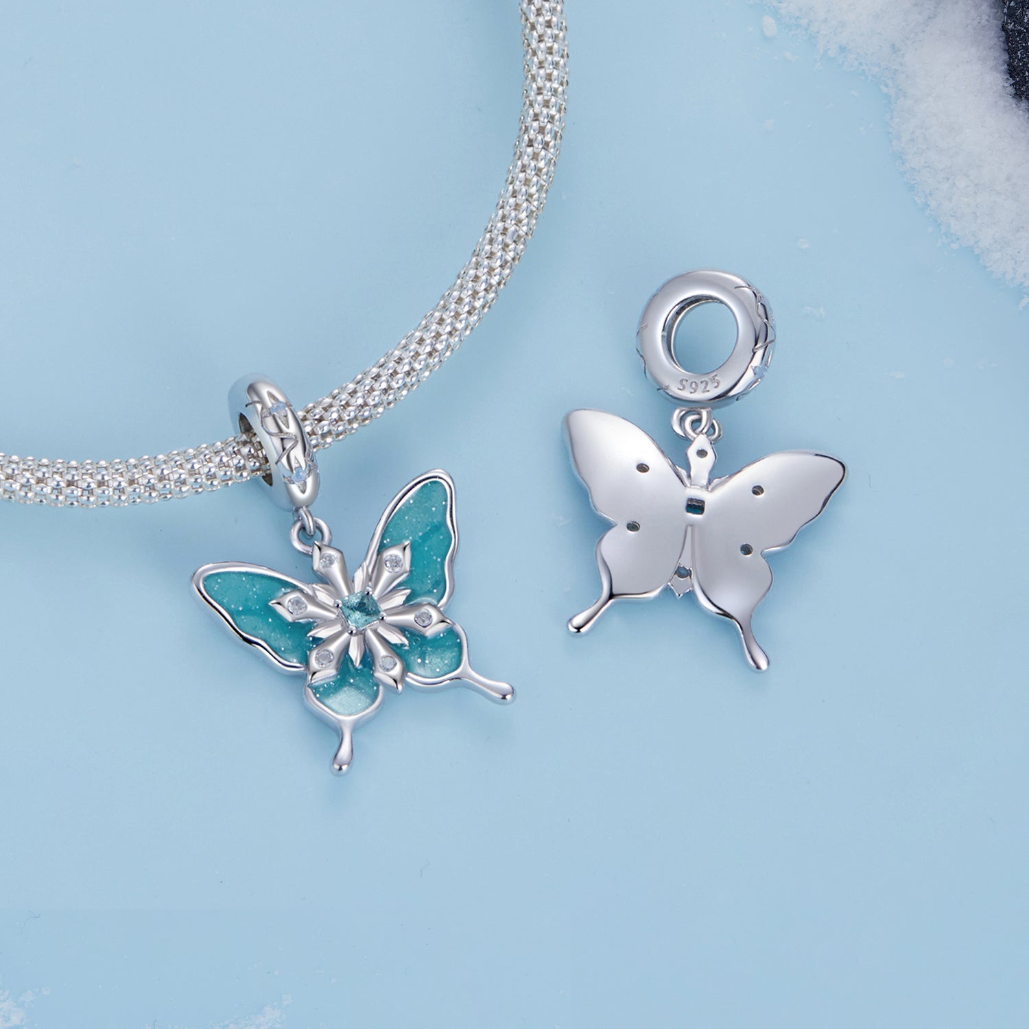 Snowflake Butterfly Pendant Charm