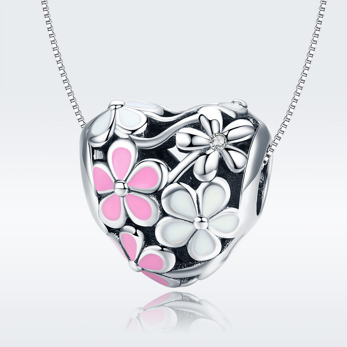 Pink Flower Hearts Charm