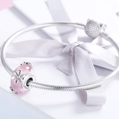 Pink Daisy Glass Bead