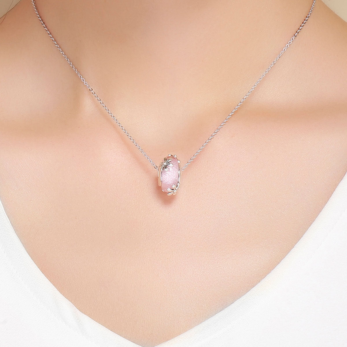 Pink Daisy Glass Bead