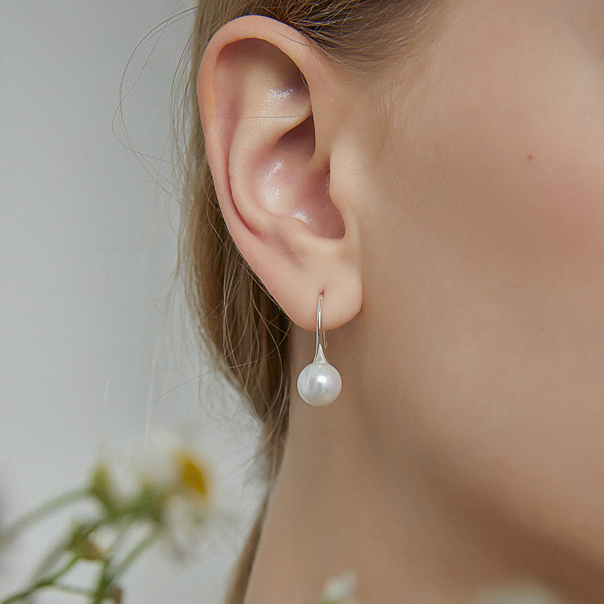 White Long Pearl Drop Earrings