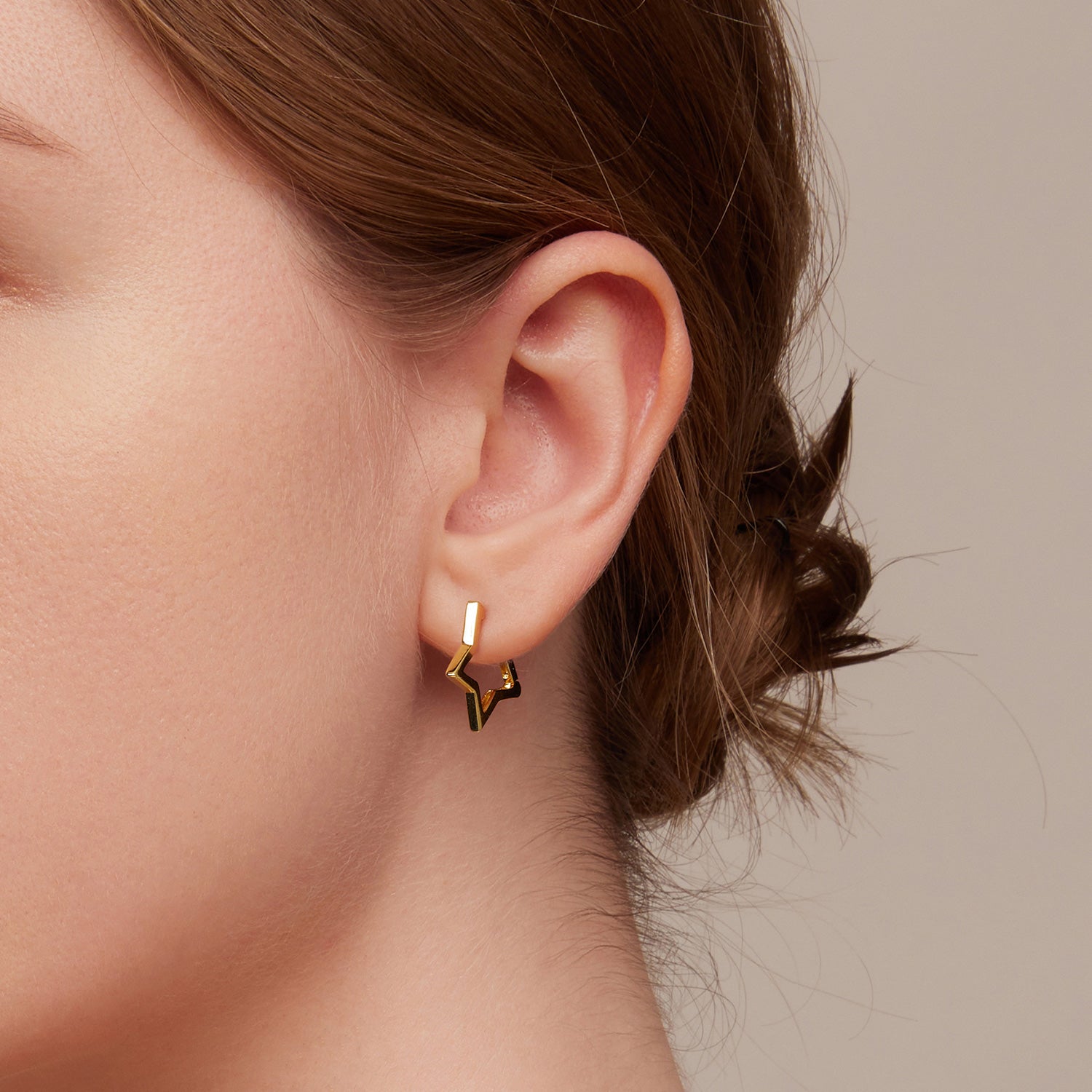 Gold Star Hoop Earrings