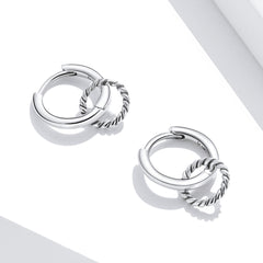 Silver Circle Dangle Hoop Earrings