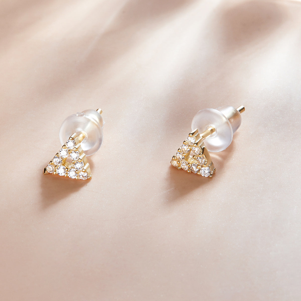 Petite Gold Triangle Stud Earrings