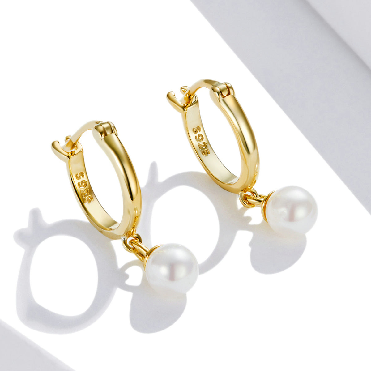 Gold Hoop With Pearl Drop Earrings