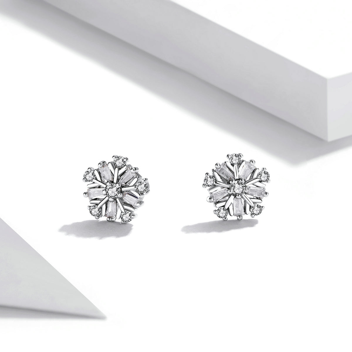 Snowflake CZ Stud Earrings