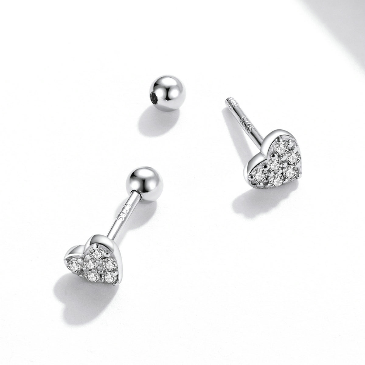 Petite CZ Heart Stud Earrings