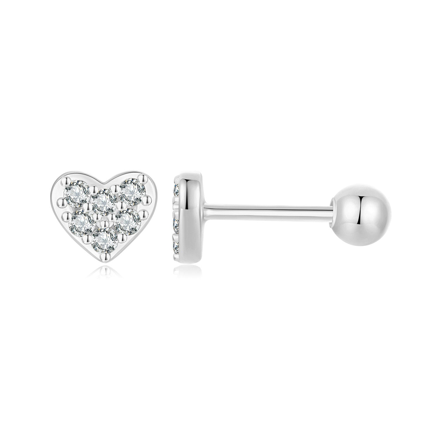 Petite CZ Heart Stud Earrings